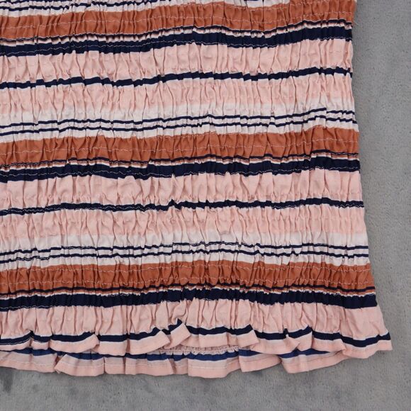 Style House Shirt Womens L Multicolor Stripe Cropped Stretch Smocked Tube Top - Picture 9 of 12